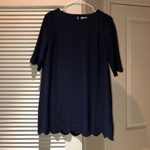 scalloped blue shift dress